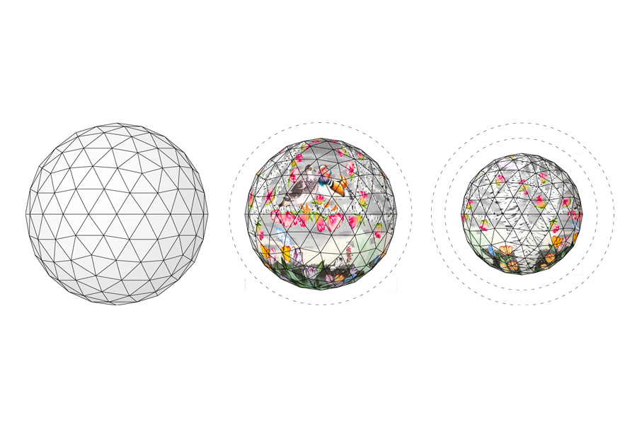 three geodesic spheres